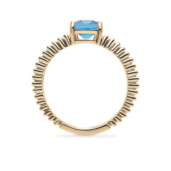 Yellow Gold and Blue Topaz Pleated Ring